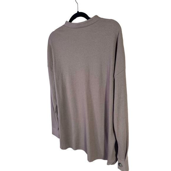 Newchoice Womens Shacket Waffle Fabric Stretch Brown Button Front Size Large - Picture 3 of 10